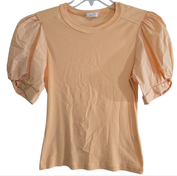A.L.C. Orange Puff Sleeve Blouse with Puffed Sleeves in Apricot/Orange - Picture 2 of 6